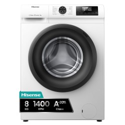 Hisense WF1Q8041BW - Lavadora, Class A, 8 Kg, 1400 rpm, Alto 85 cm x Ancho 60 cm, Color Blanco, Función Vapor 99,9%, Lavado Rápi