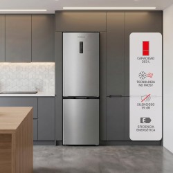 Corberó - Frigorífico Combi | CCH326DX | 293 L | 186 cm | No Frost | Motor Inverter | Display en Puerta y Función Súper Enfriami