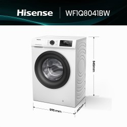 Hisense WF1Q8041BW - Lavadora, Class A, 8 Kg, 1400 rpm, Alto 85 cm x Ancho 60 cm, Color Blanco, Función Vapor 99,9%, Lavado Rápi
