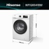 Hisense WF1Q8041BW - Lavadora, Class A, 8 Kg, 1400 rpm, Alto 85 cm x Ancho 60 cm, Color Blanco, Función Vapor 99,9%, Lavado Rápi