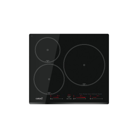 Cata Placa de Inducción INSB 6003 E2 BK, 3 Zonas Cocción, Ancho 59 cm, Control Táctil Deslizante, 9 Niveles Potencia, Funcion Pa
