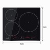 Cata Placa de Inducción INSB 6003 E2 BK, 3 Zonas Cocción, Ancho 59 cm, Control Táctil Deslizante, 9 Niveles Potencia, Funcion Pa