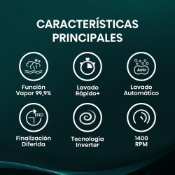 Hisense WF1Q8041BW - Lavadora, Class A, 8 Kg, 1400 rpm, Alto 85 cm x Ancho 60 cm, Color Blanco, Función Vapor 99,9%, Lavado Rápi